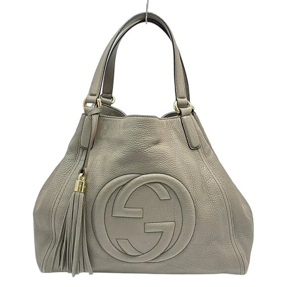 GUCCI Soho Cellarius Gray Beige Leather - Tote Bag 425-082925 - Picture 1 of 8